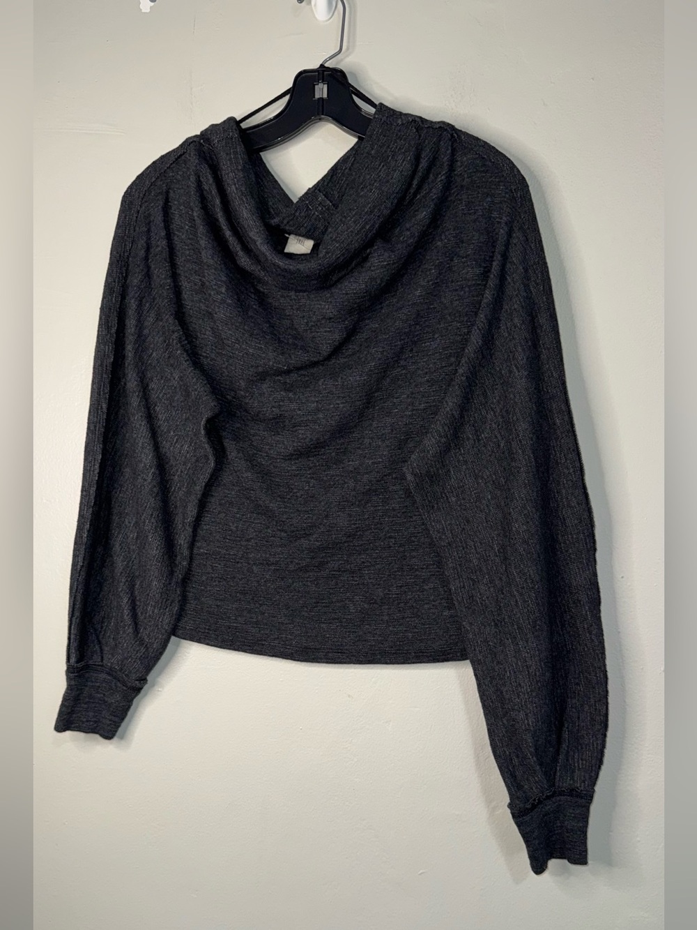 We The Free Charcoal Cowl Neck Balloon Sleeve Sweater
